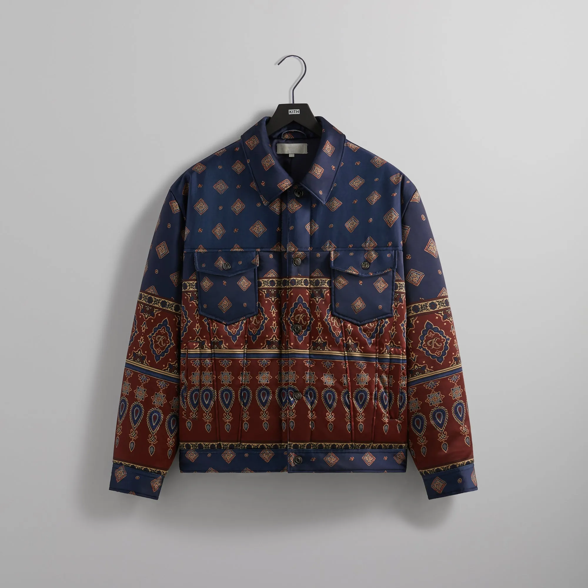 Kith Puffed Jase Satin Trucker Jacket - Rhone | Parallel Kith Puffed Jase Satin Trucker Jacket - Rhone | Parallel