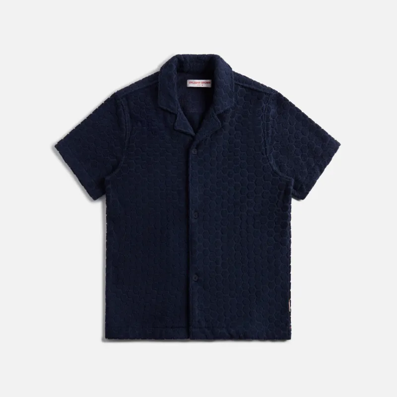 Orlebar Brown Howell Atom Towelling Shirt - Night Iris sold by Kith