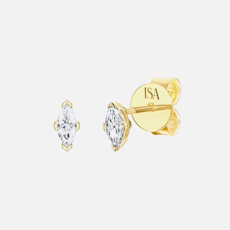 Isa Grutman Marquis Diamond Studs 14K Gold - Yellow Gold sold by Kith