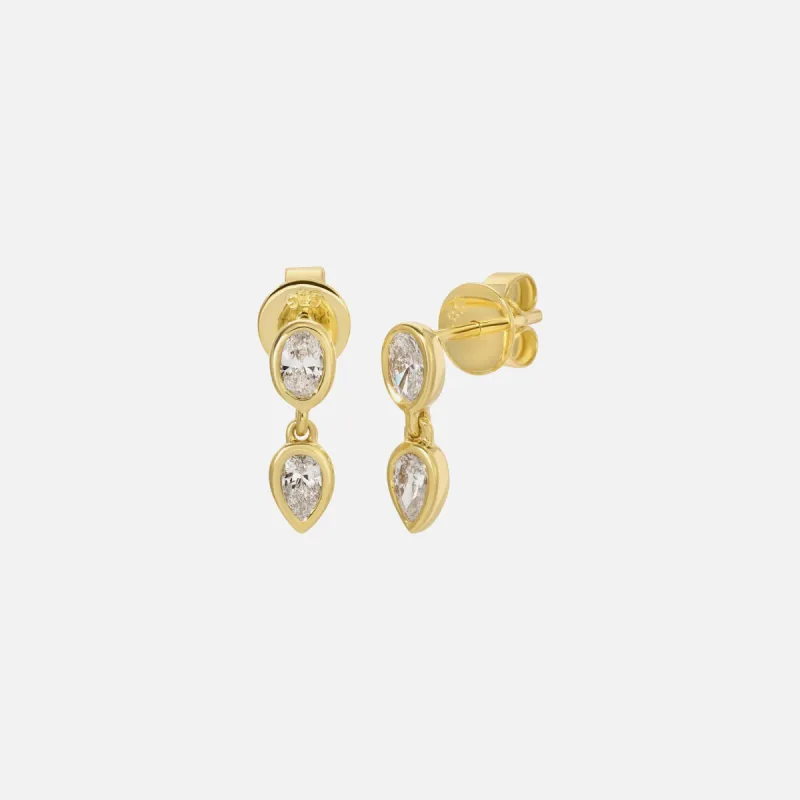 Isa Grutman Double Drop Studs 14K Gold - Yellow Gold sold by Kith