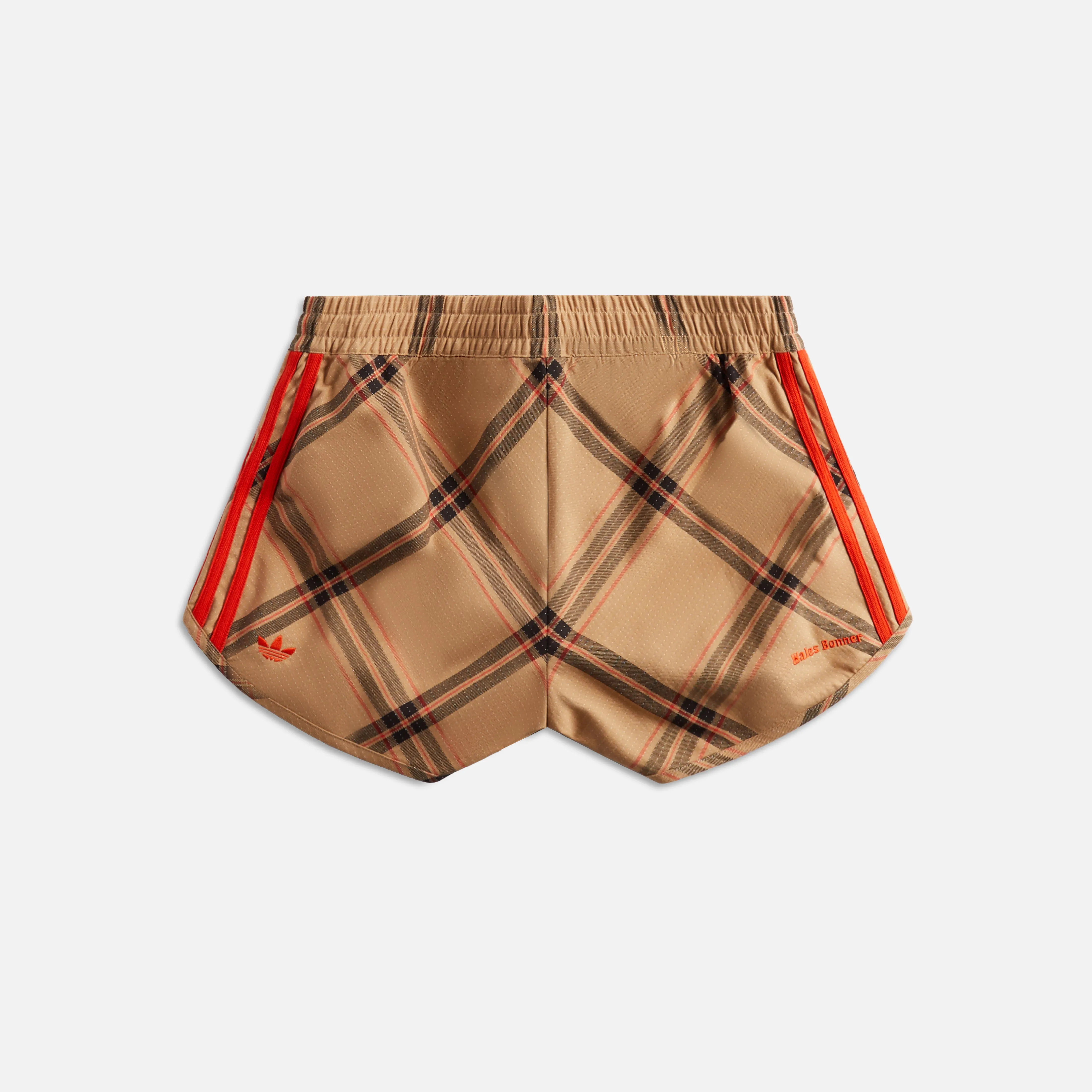 adidas Originals by Wales Bonner Checkered Shorts - Sand / Scarlet Red sold by Kith