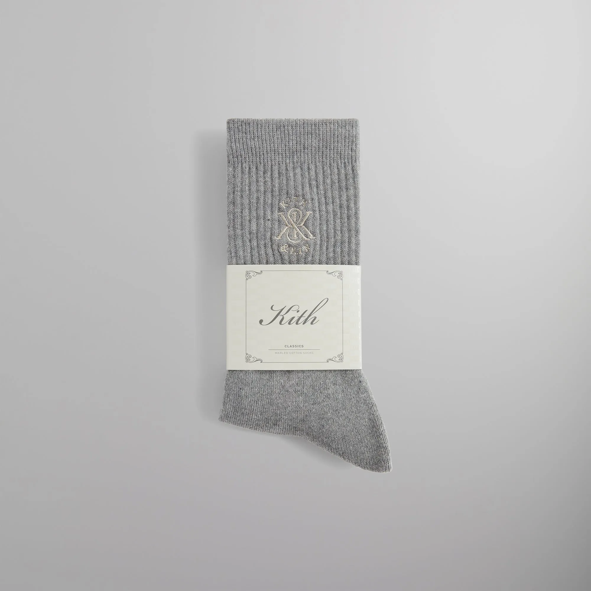 Kith Crew Cotton Socks With Kith Crest - Heather Grey sold by Kith product image thumbnail 2