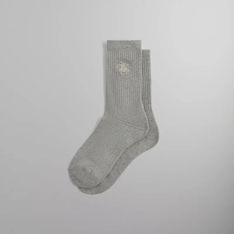 Kith Crew Cotton Socks With Kith Crest - Heather Grey sold by Kith