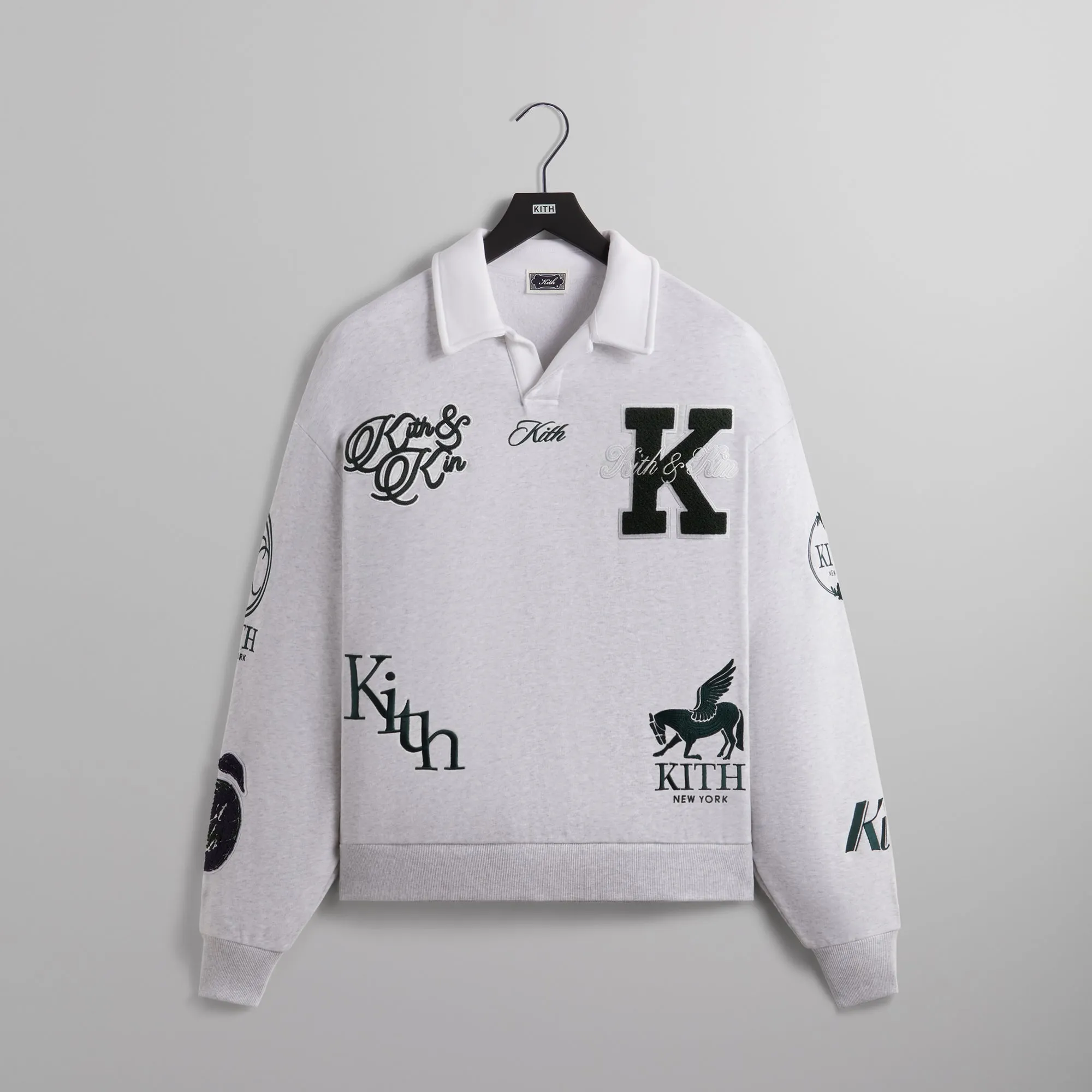 Kith Nelson Collared Pullover - Light Heather Grey sold by Kith