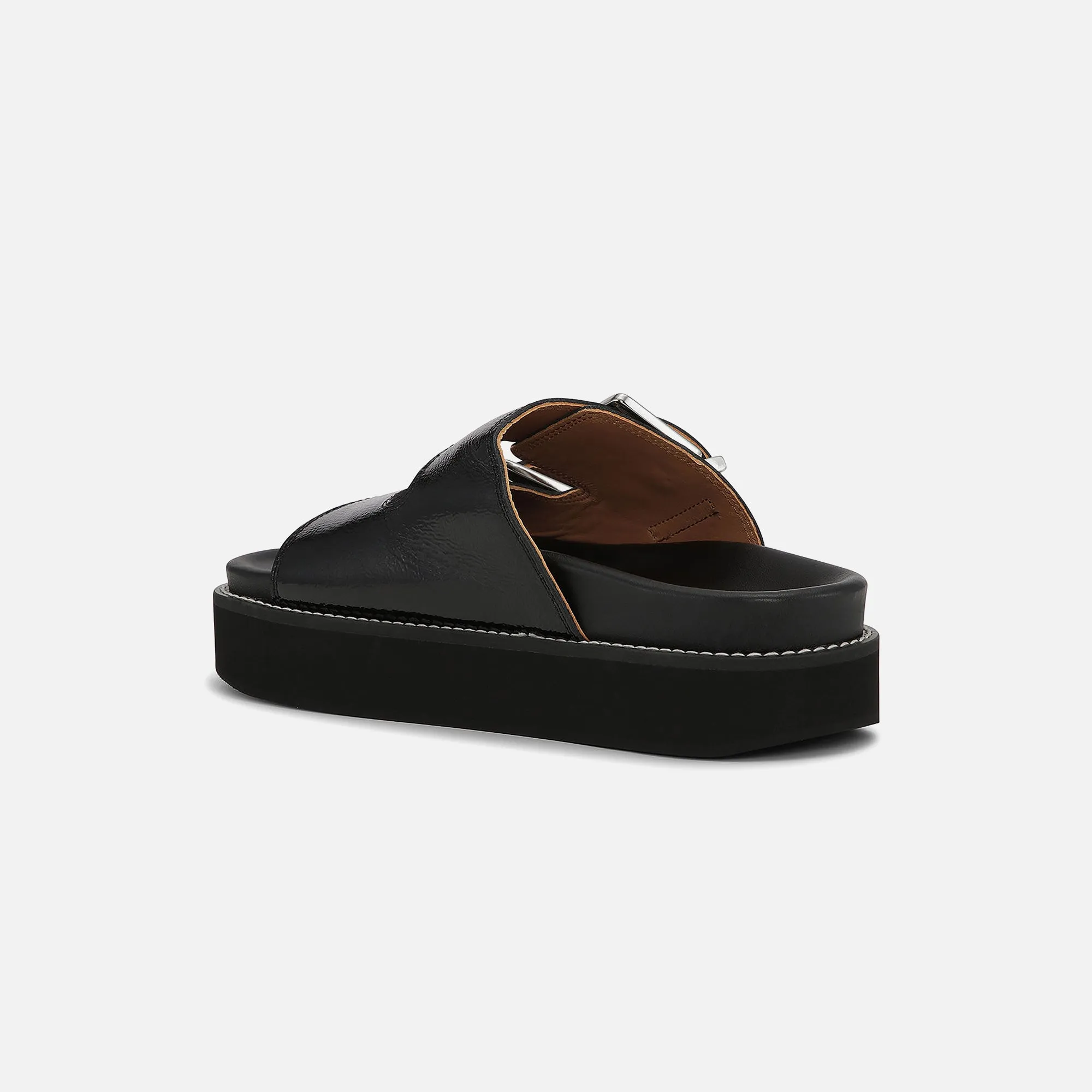 Ganni Wide Welt Chunky Buckle Flat Sandal - Naplack Black sold by Kith product image thumbnail 3