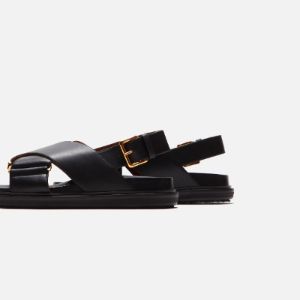 Marni FB Crisscross Sandal Smooth Calf Leather - Black sold by Kith