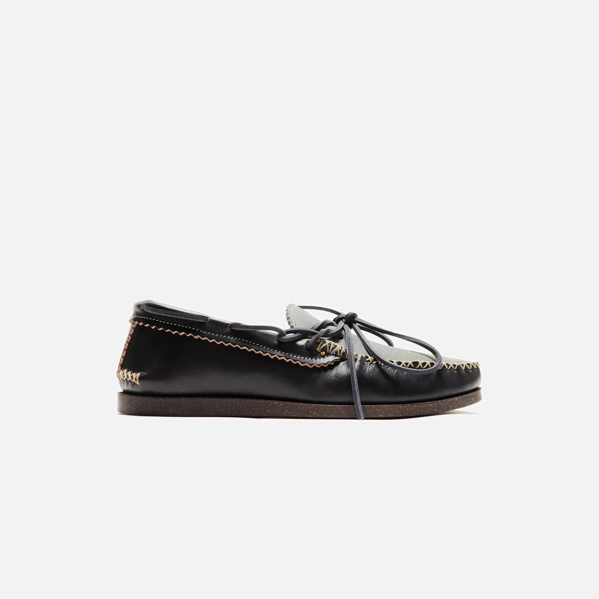 Yuketen Canoe Moc W/ Camp Sole - G Black / Stone Wash Denim sold by Kith