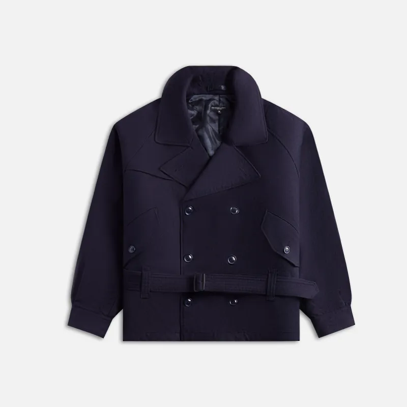 Engineered Garments Short Trench Jacket Dark Navy Wool Uniform Serge - Dark Navy sold by Kith