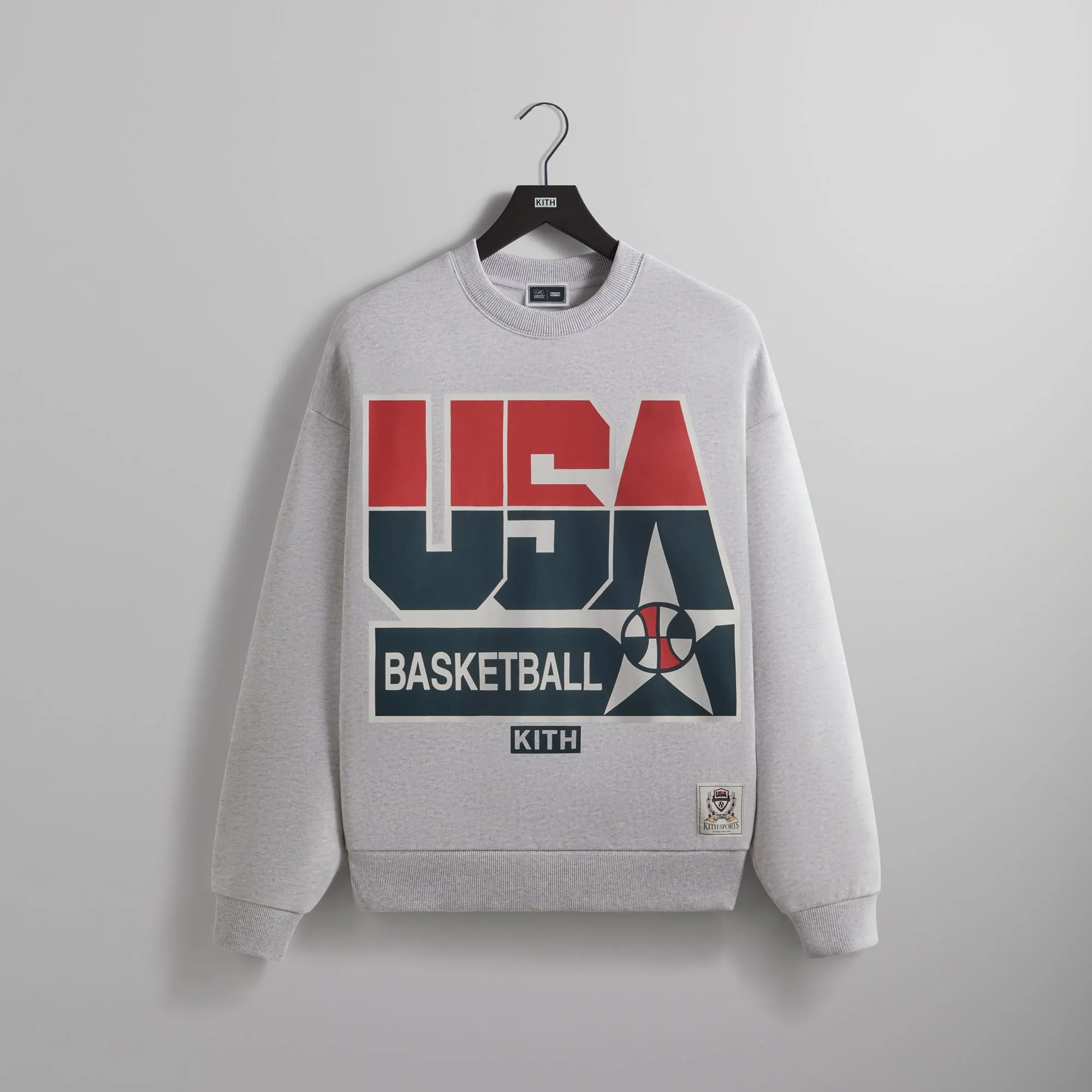 Kith for USA Basketball Legend Vintage Nelson Crewneck - Light Heather Grey PH sold by Kith