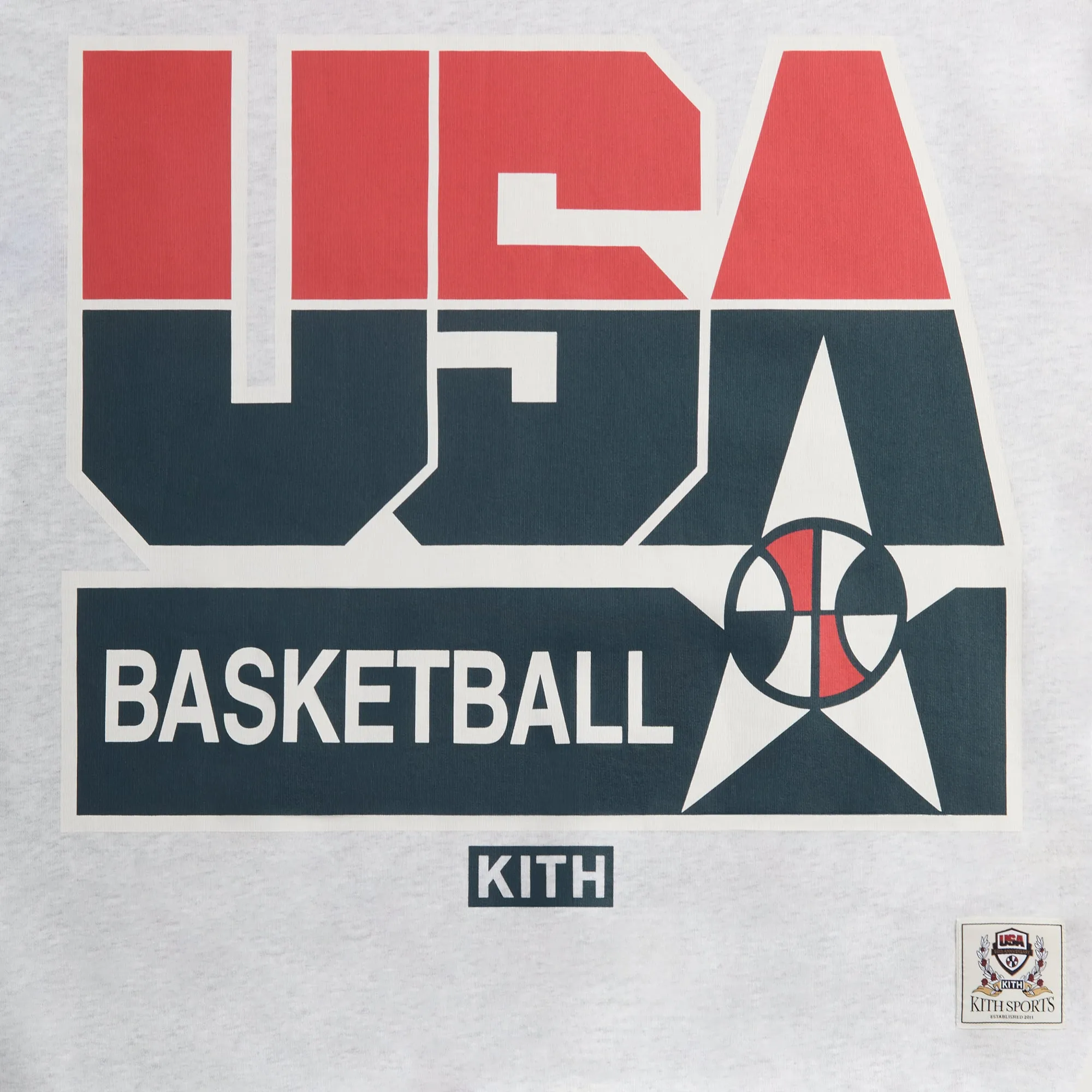 Kith for USA Basketball Legend Vintage Nelson Crewneck - Light Heather Grey PH sold by Kith product image thumbnail 3