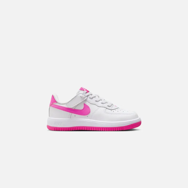 Nike PS Force 1 Low Easyon - White / Laser Fuchsia sold by Kith