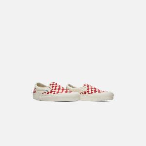 Vans Vault OG Classic Slip-On LX Checkerboard - White / Red sold by Kith