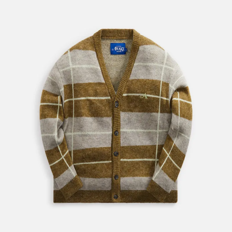 Awake NY Windowpane Mohair Cardigan - Charcoal Multi | Parallel