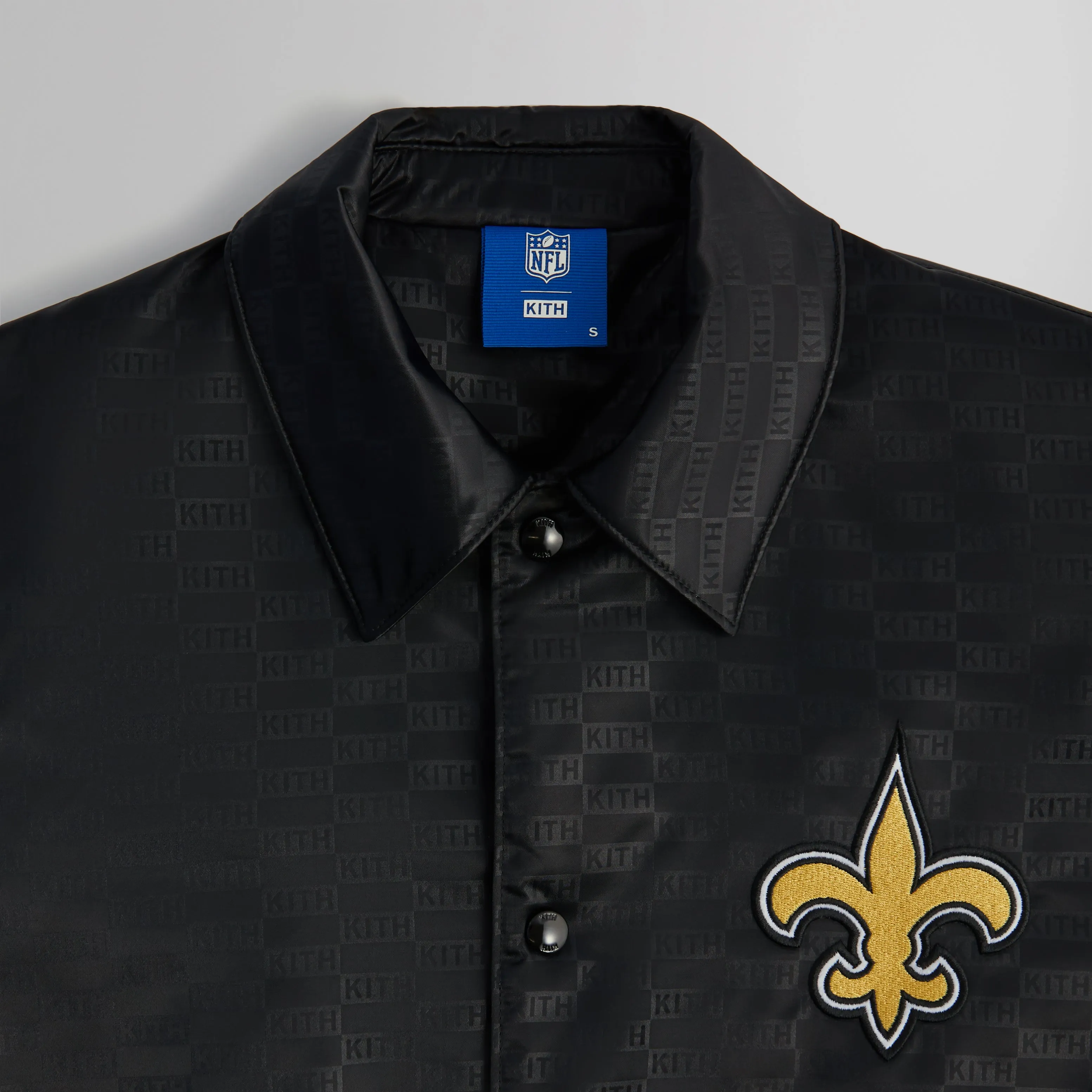 Kith for the NFL: Saints Satin Bomber Jacket - Black sold by Kith product image thumbnail 3