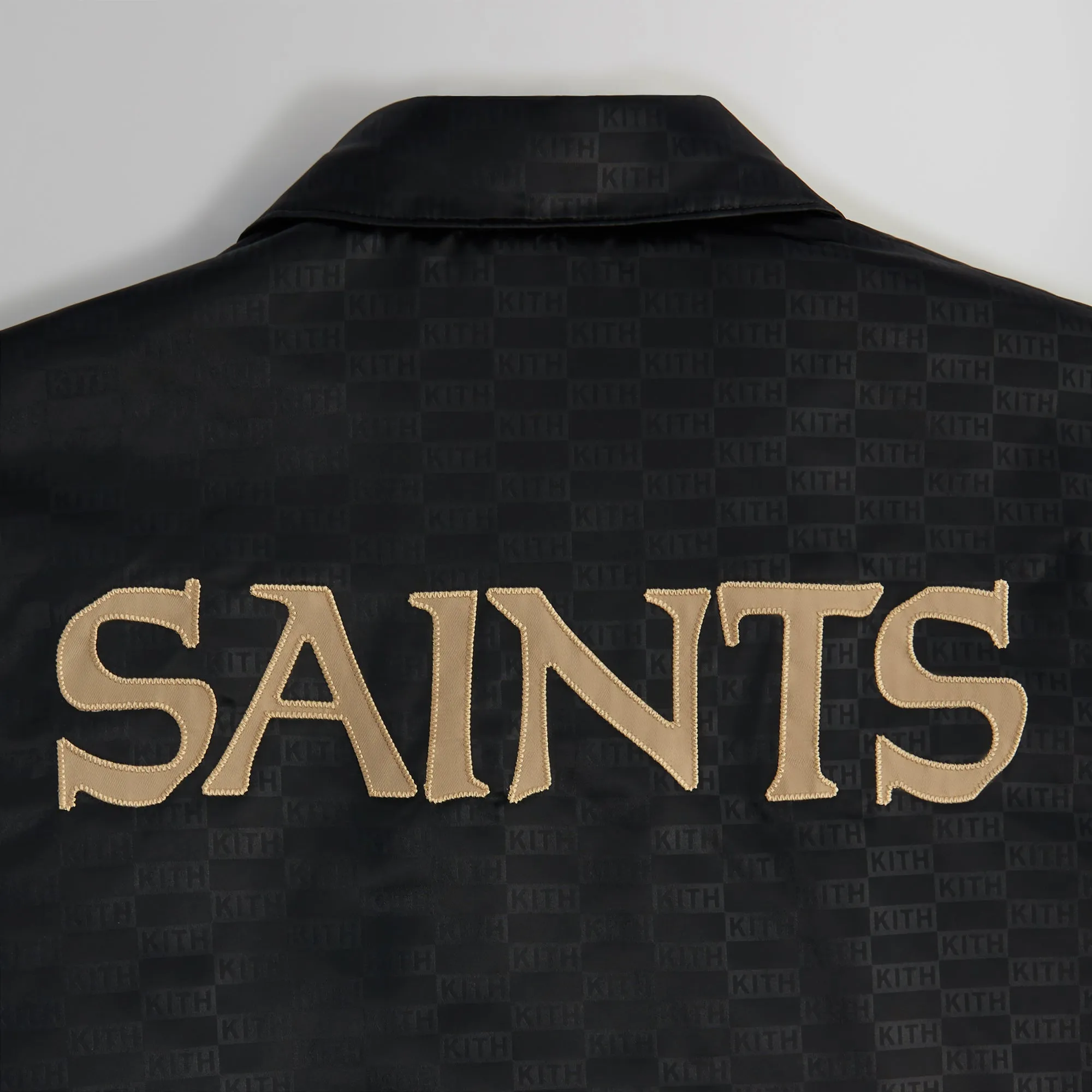 Kith for the NFL: Saints Satin Bomber Jacket - Black sold by Kith product image thumbnail 4