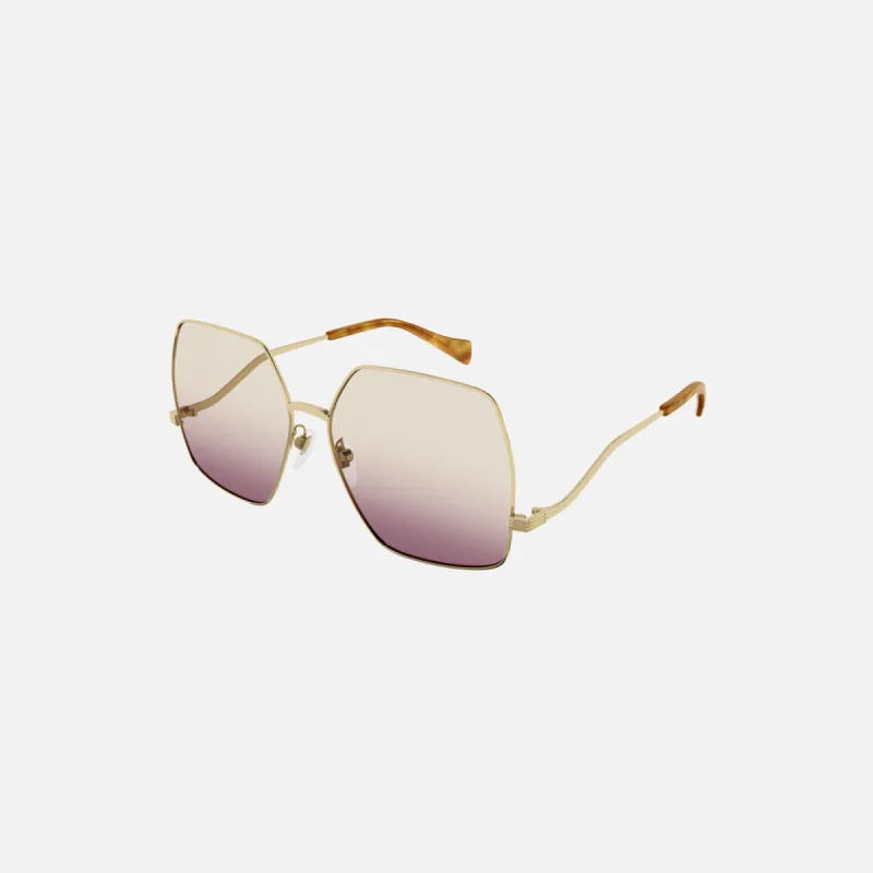 Gucci Eyewear XL Wire Frame Gradient Lens Pink Gold made by Gucci