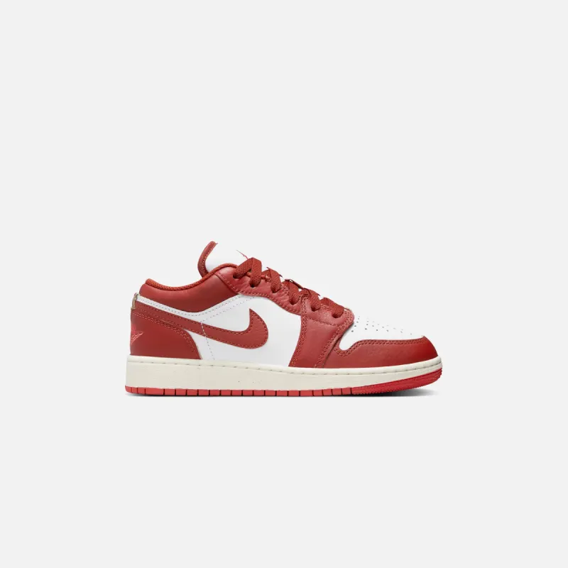Jordan GS Air Jordan 1 Low SE - White / Dune Red / Lobster / Sail sold by Kith