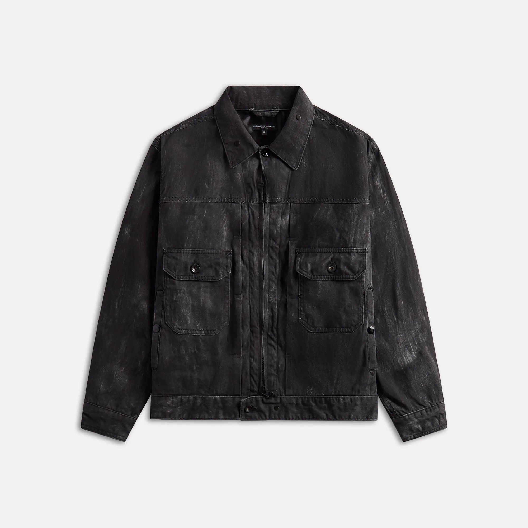 Engineered Garments Trucker Jacket Black Cotton Distressed Print - Black sold by Kith