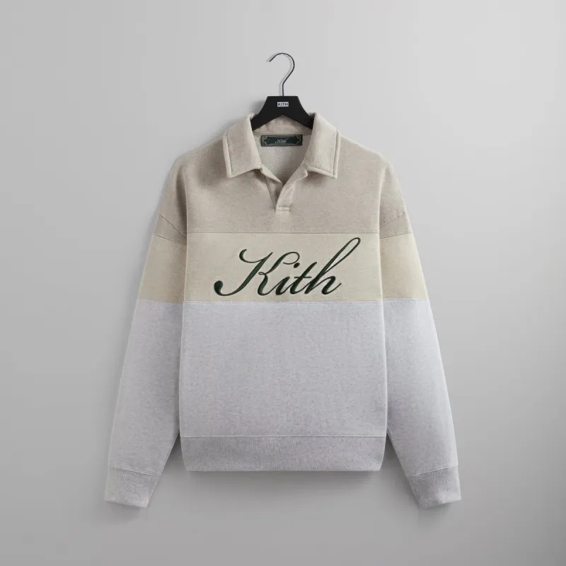 Kith Color-Blocked Nelson Collared Pullover - Light Heather Grey