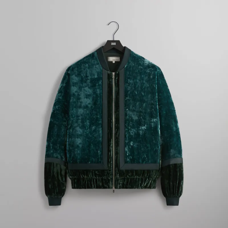 &Kin Crushed Velvet Silas Bomber Jacket - Algae sold by Kith