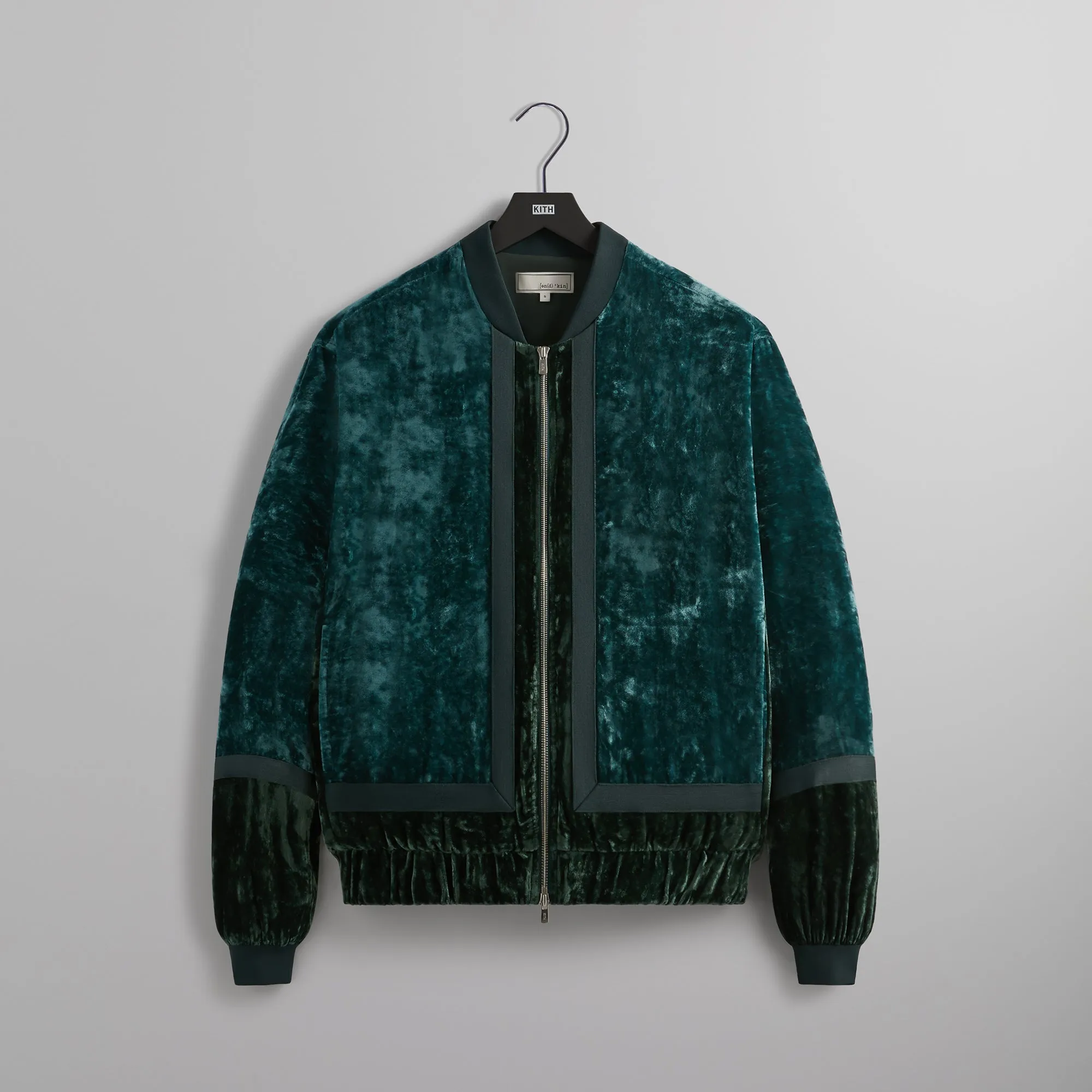 &Kin Crushed Velvet Silas Bomber Jacket - Algae sold by Kith