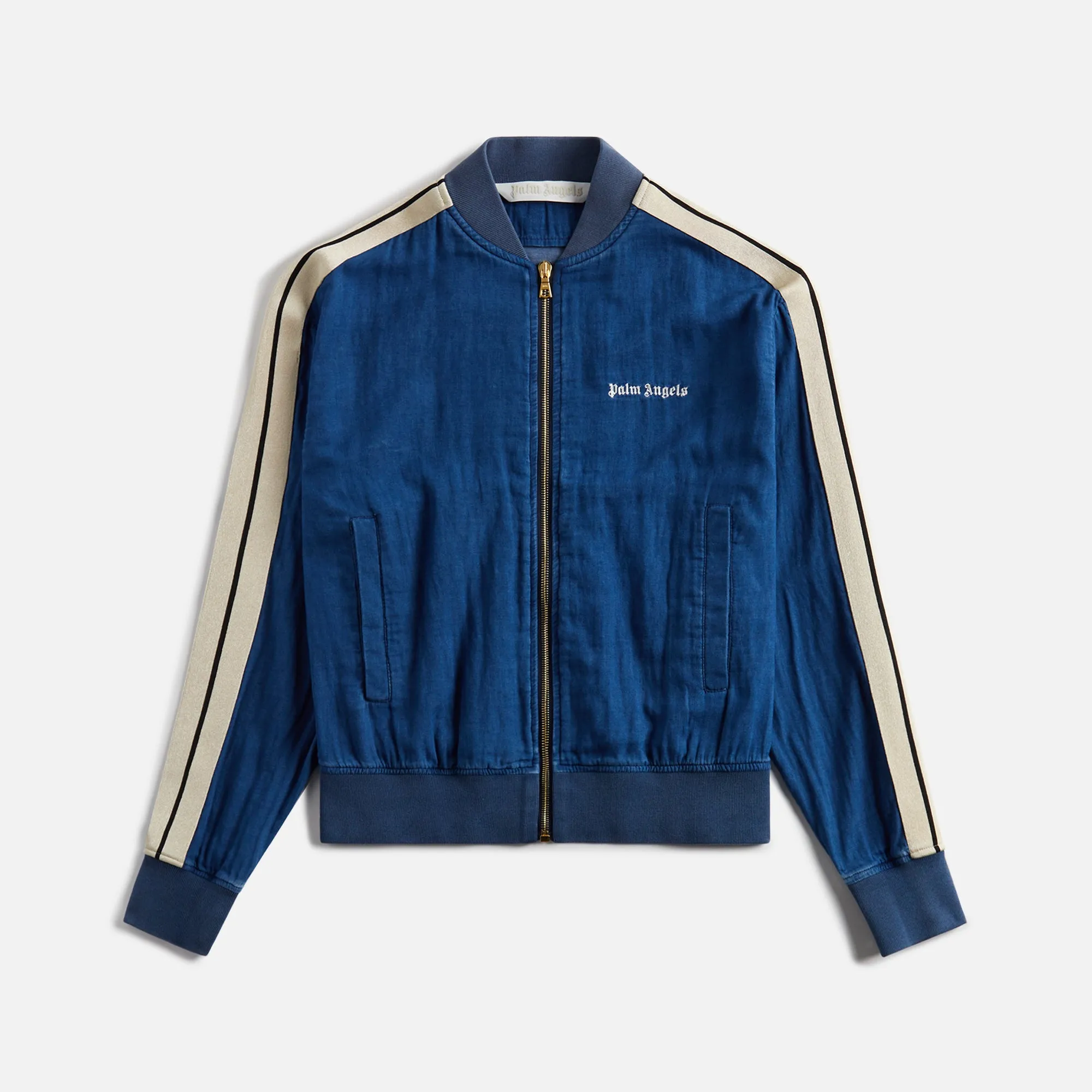Palm Angels Chambray Track Bomber Jacket - Indigo / Off-White sold by Kith