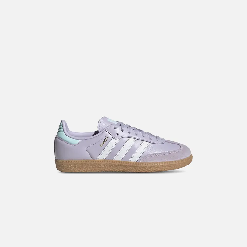 adidas GS Samba OG - Silver Dawn / Crystal White / Semi Flash Aqua sold by Kith