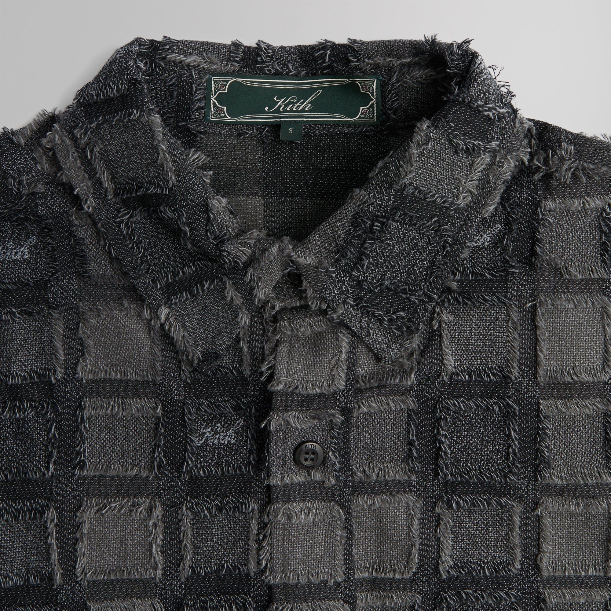 Kith Fils Coupe Check Long Sleeves Boxy Collared Overshirt - Black PH sold by Kith product image thumbnail 3