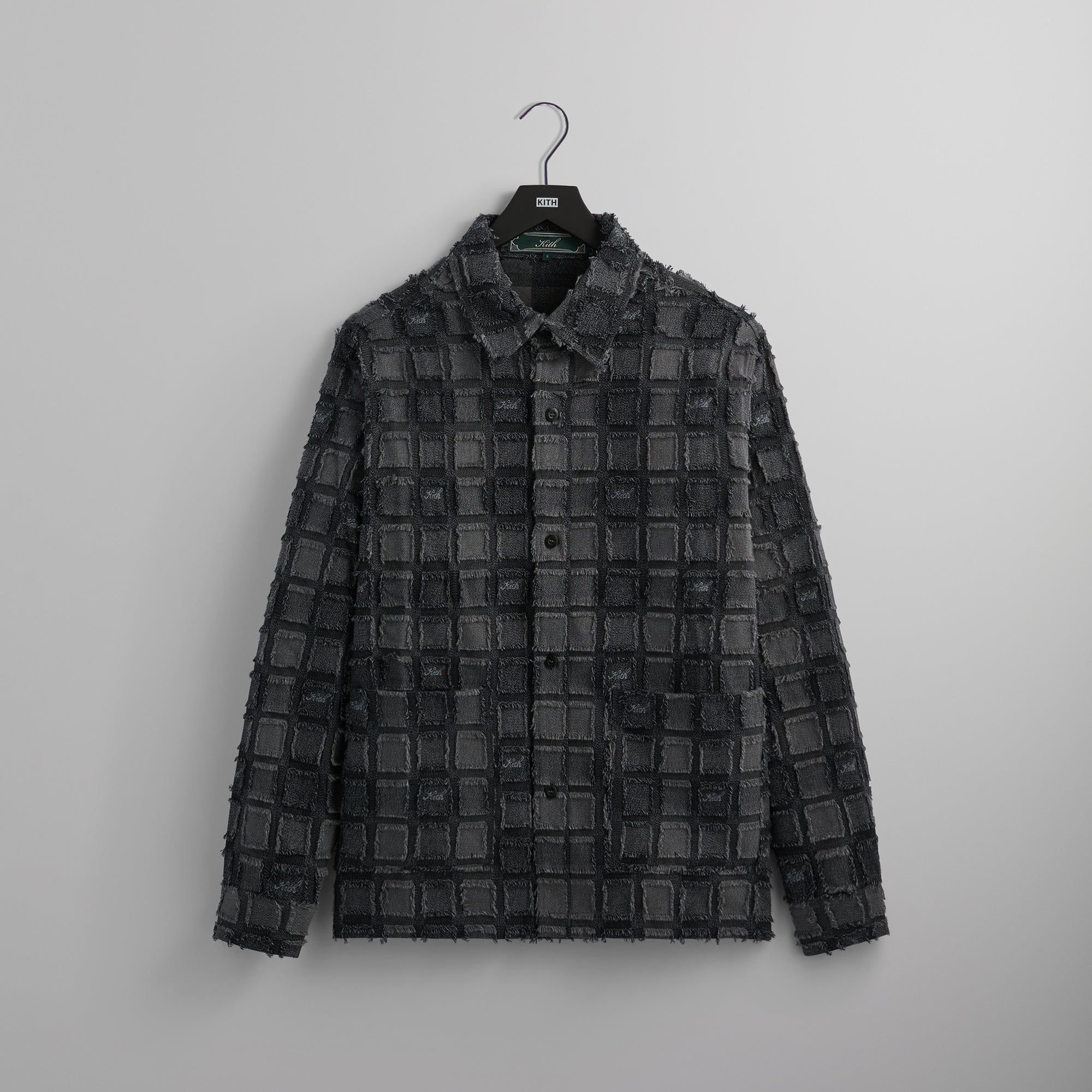 Kith Fils Coupe Check Long Sleeves Boxy Collared Overshirt - Black PH sold by Kith