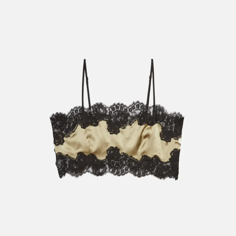 Fleur du Mal Silk and Lace Bandeau Top - Olive Green sold by Kith
