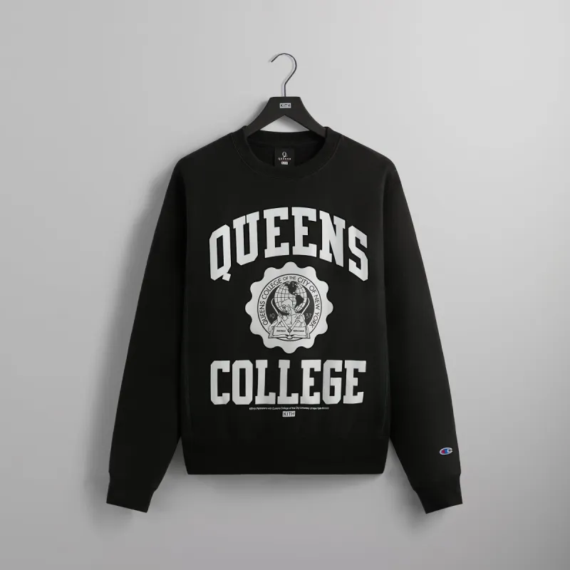 Kith for CUNY Queens College Champion Crewneck - Black | Parallel