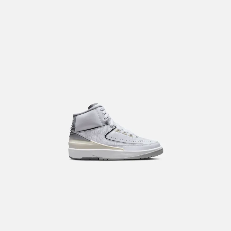 Nike GS Air Jordan 2 Retro - White / Cement Grey / Sail / Black sold by Kith