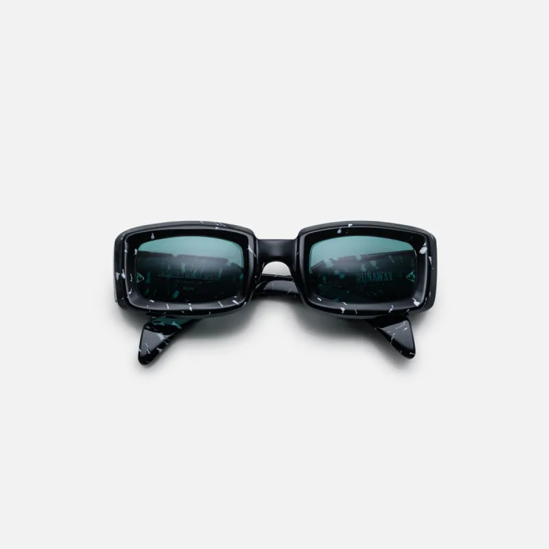 Jacques Marie Mage Runaway Marble Frame Seagreen Lens Silver Hardware - Black made by Kith