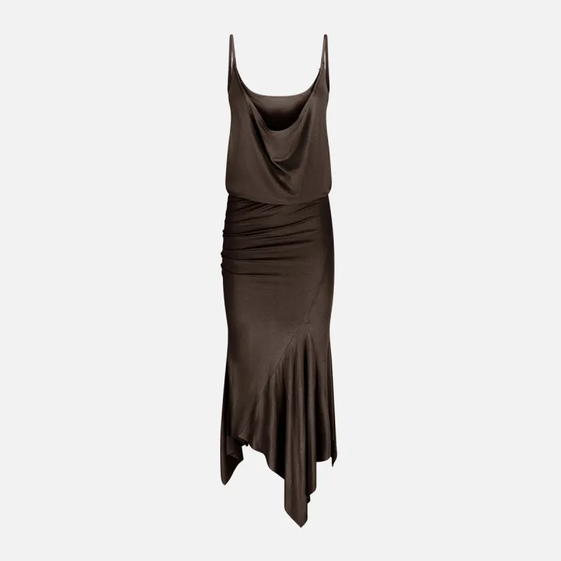 The Attico Midi Dress - Dark Brown made by The Attico