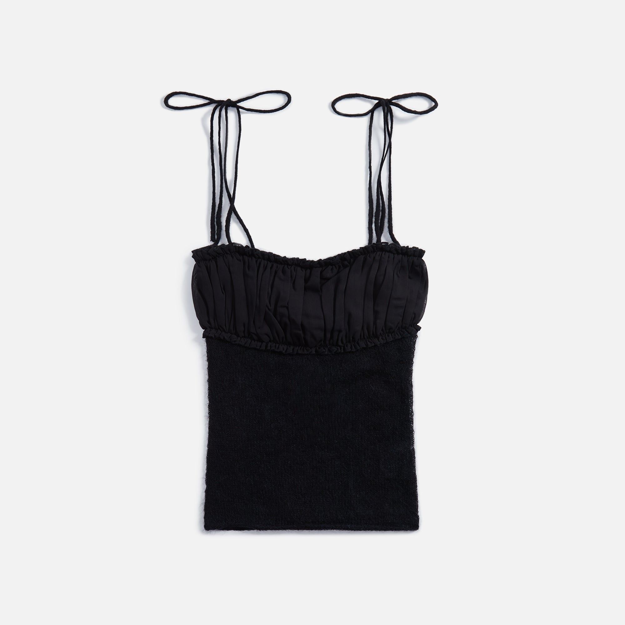 GUIZIO Ruched Chiffon Knit Tank - Black sold by Kith