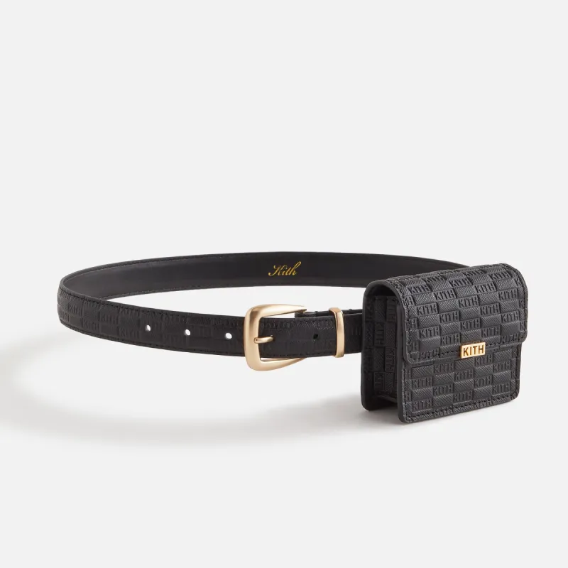 Kith Women Monogram Debossed Saffiano Belt With Pouch - Black sold by Kith