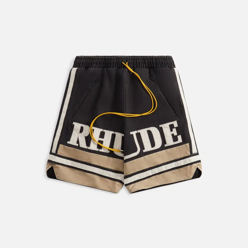 Rhude Embroidered Logo Short - Black / Khaki sold by Kith