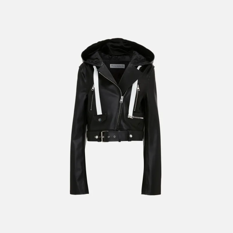 JW Anderson Hooded Biker Jacket - Black sold by Kith