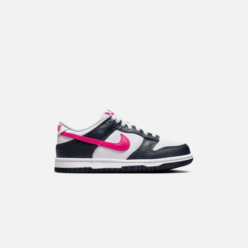 Nike GS Dunk Low - Dark Obsidian / Fierce Pink / White sold by Kith