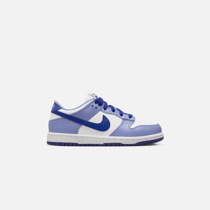 Nike Pre-School OR Grade School Dunk Low - White / Lapis / Light Thistle sold by Kith