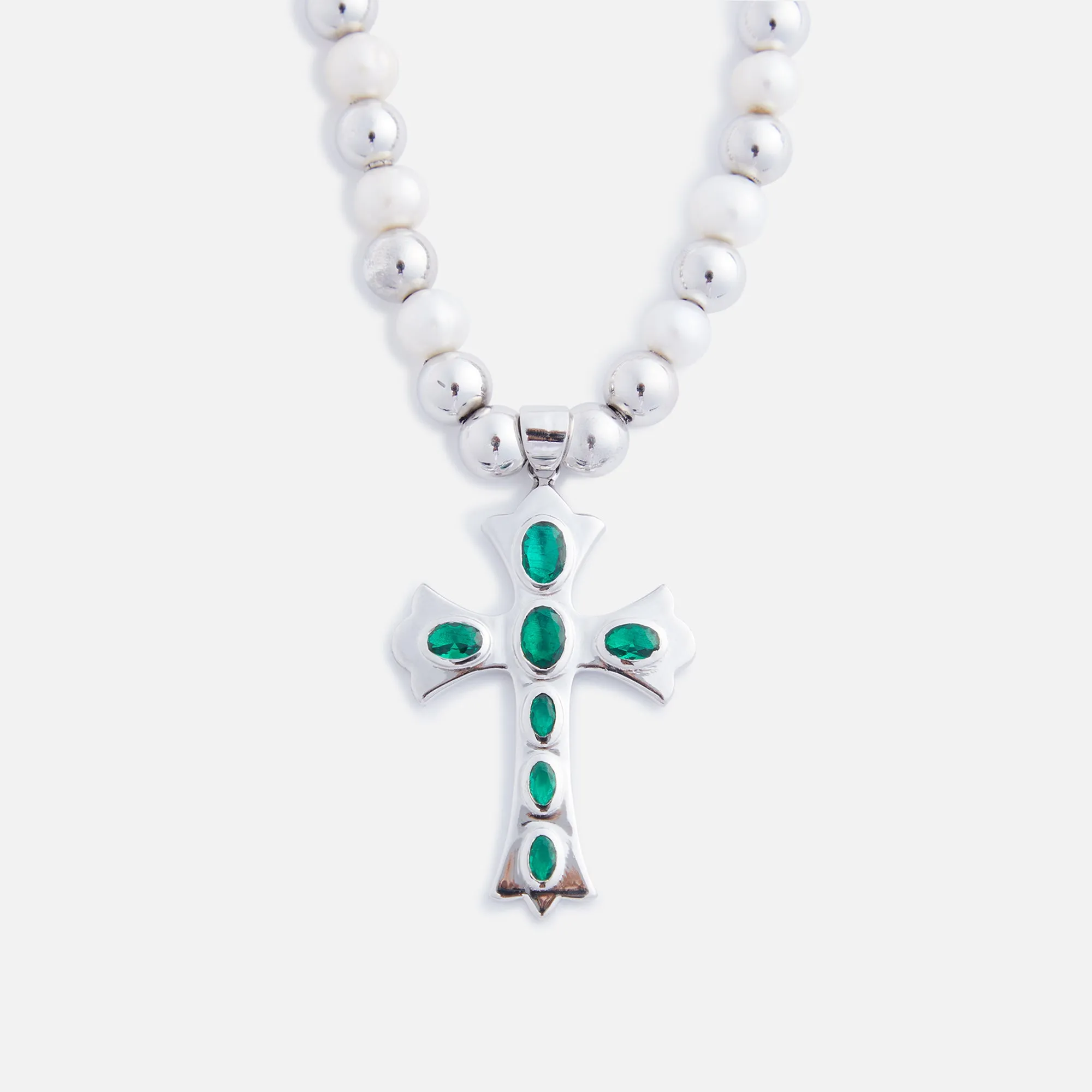 VEERT The Cross Freshwater Pearl Necklace - Green sold by Kith product image thumbnail 2