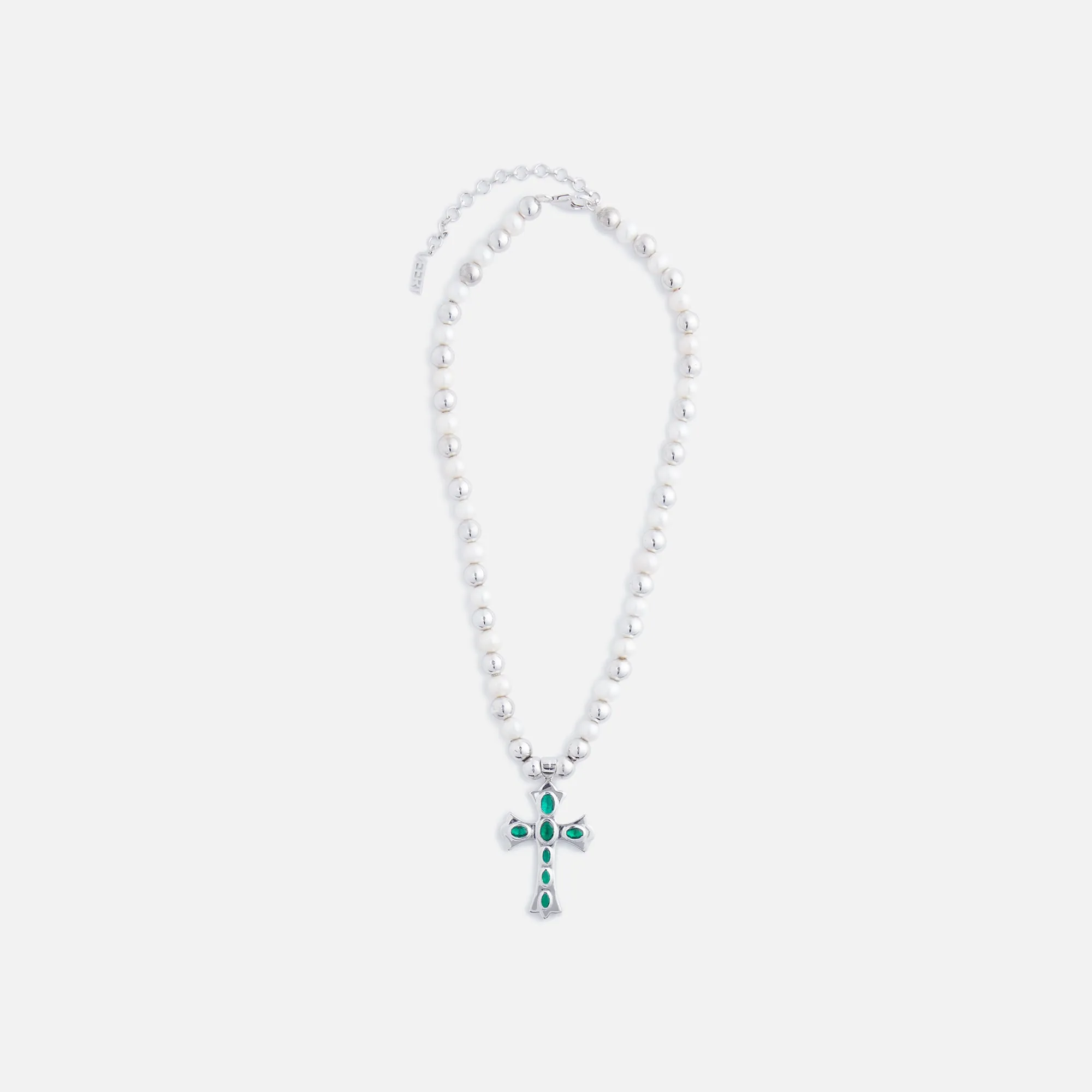 VEERT The Cross Freshwater Pearl Necklace - Green sold by Kith