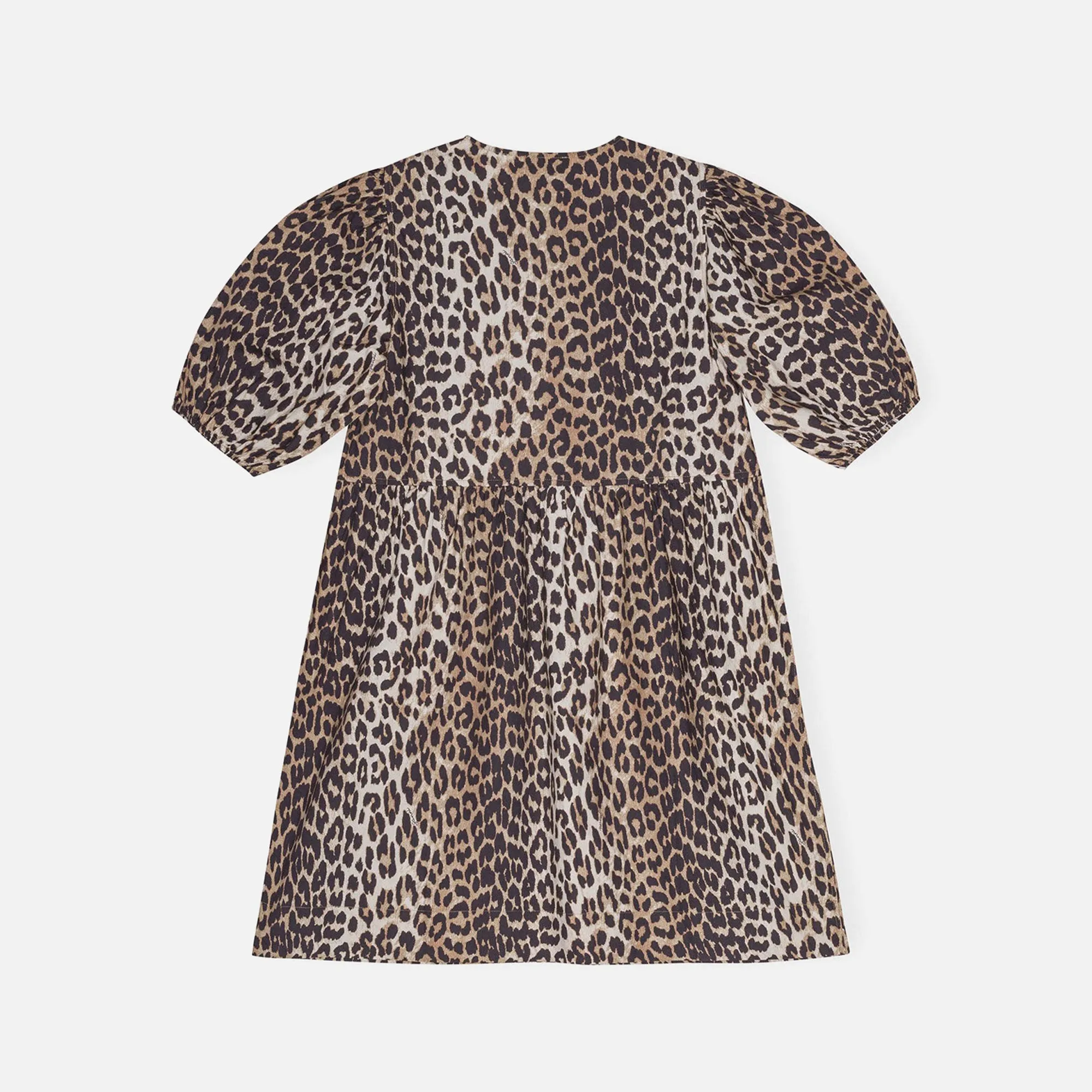 Ganni Printed Cotton Tie String Mini Dress - Leopard sold by Kith product image thumbnail 2