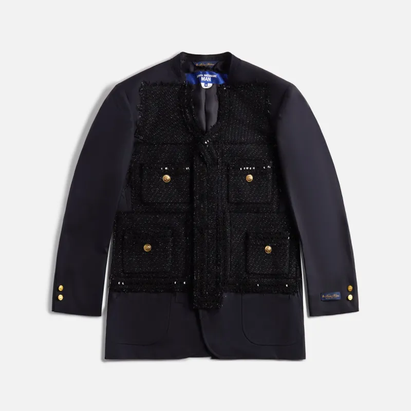 Junya Watanabe MAN Brooks Brothers Blazer Customized With Cotton Nylon Tweed - Navy / White / Gold sold by Kith