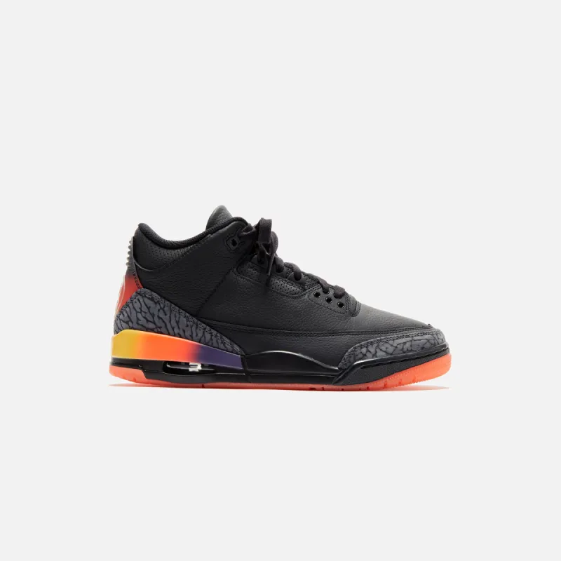 Jordan x J Balvin Air Jordan 3 Retro - Black / Solar Flare / Total Crimson Abyss sold by Kith