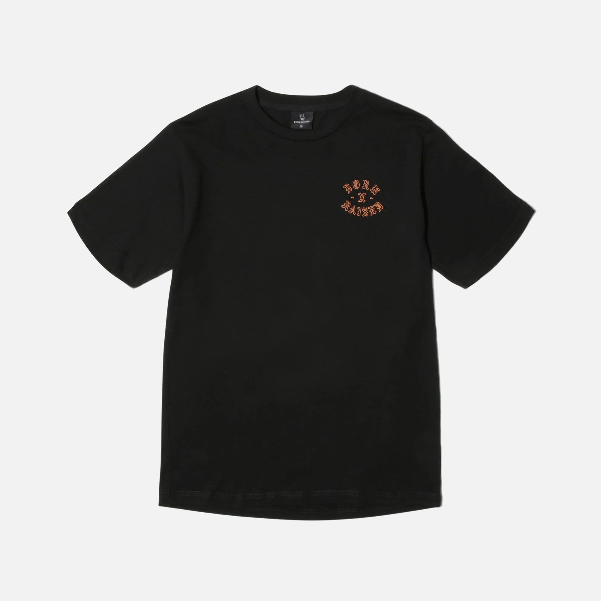 Born x Raised Rocker Crew Neck Tee - Black / Orange sold by Kith