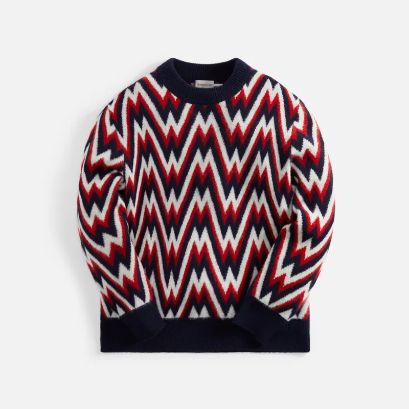 Moncler Crew Neck Carded Wool - Red / Blue made by Moncler
