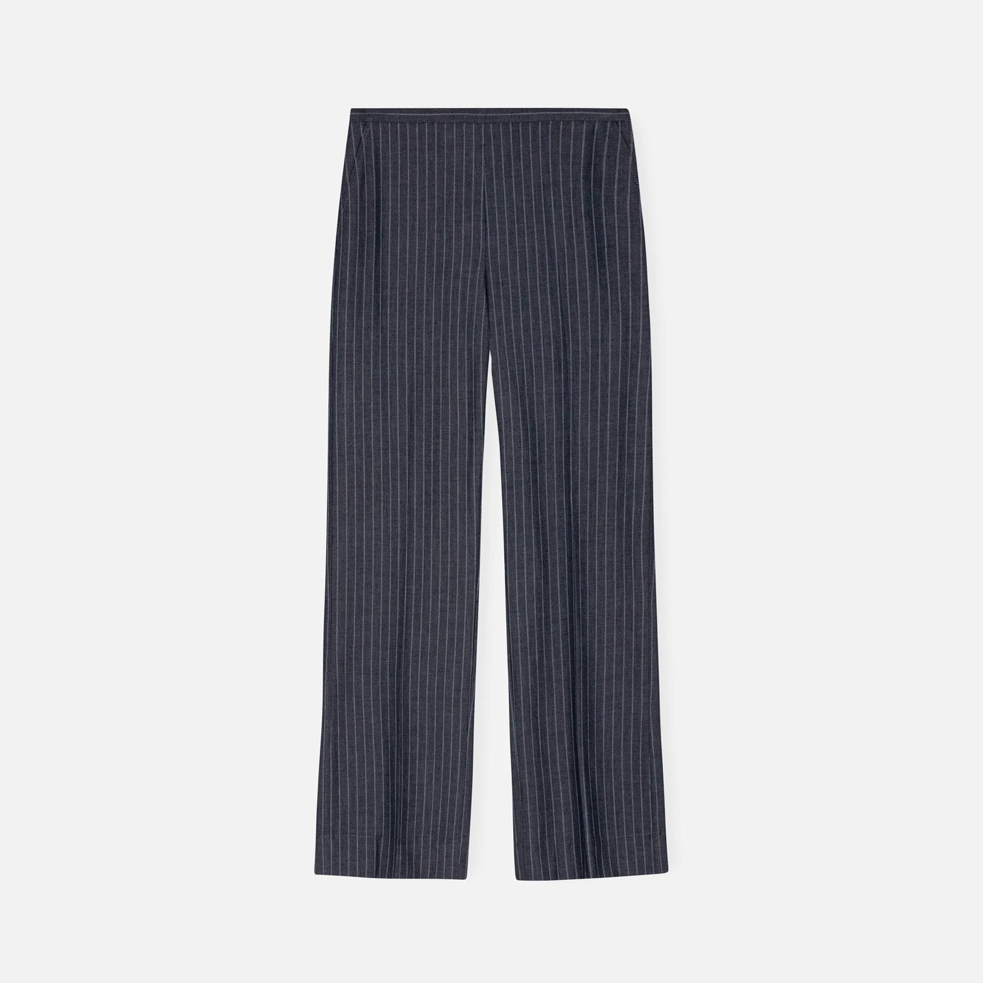 Ganni Stretch Stripe Mid Waist Pants - Gray sold by Kith