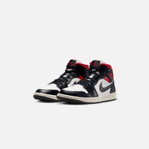 Nike WMNSmns Air Jordan 1 Mid - Black / Gym Red / Sail sold by Kith