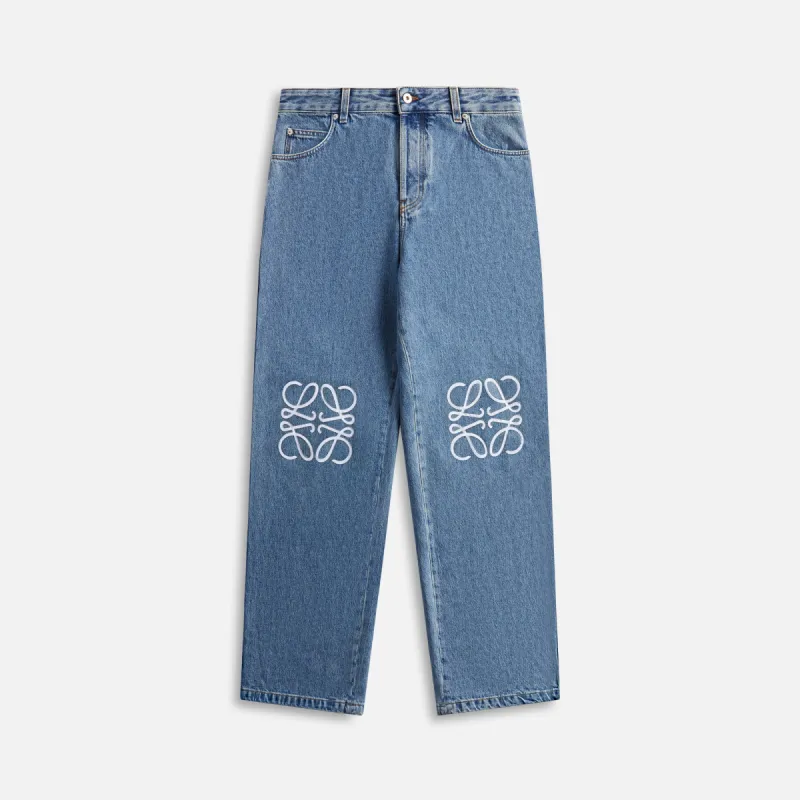 Loewe Anagram Baggy Jeans - Mid Blue Denim sold by Kith